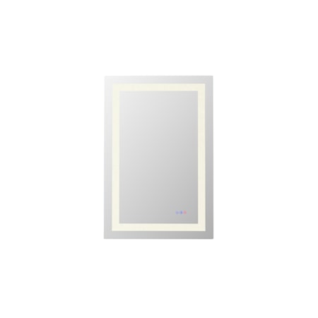 Elegant Lighting Riven 36"W x 24"H Rectangular Flat Frameless Wall Mounted Bathroom Mirror with Lighting White