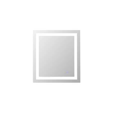 Elegant Lighting Riven 30"W x 27"H Rectangular Flat Frameless Wall Mounted Bathroom Mirror with Lighting White