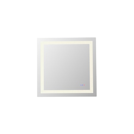 Elegant Lighting Riven 30" Rectangular Flat Frameless Wall Mounted Bathroom Mirror with Lighting White