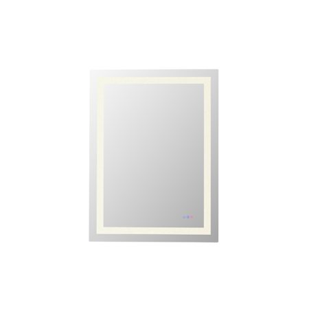 Elegant Lighting Riven 40"W x 30"H Rectangular Flat Frameless Wall Mounted Bathroom Mirror with Lighting White