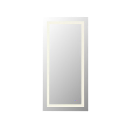 Elegant Lighting Riven 72"W x 30"H Rectangular Flat Frameless Wall Mounted Bathroom Mirror with Lighting White