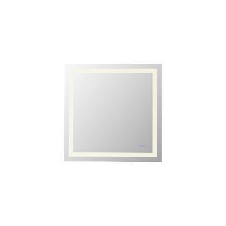 Elegant Lighting Riven 36" Rectangular Flat Frameless Wall Mounted Bathroom Mirror with Lighting White
