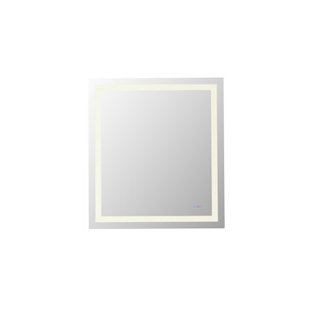 Elegant Lighting Riven 40"W x 36"H Rectangular Flat Frameless Wall Mounted Bathroom Mirror with Lighting White