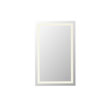 Elegant Lighting Riven 48"W x 36"H Rectangular Flat Frameless Wall Mounted Bathroom Mirror with Lighting White