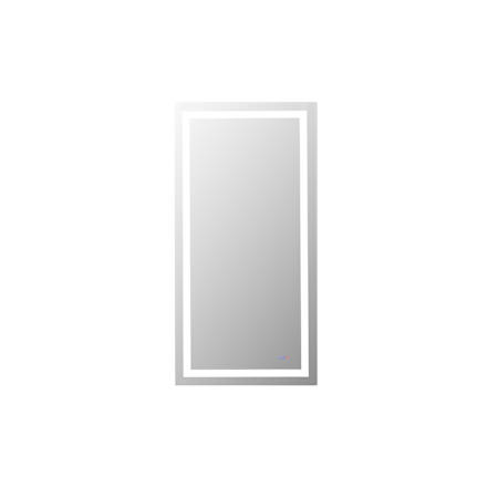Elegant Lighting Riven 60"W x 42"H Rectangular Flat Frameless Wall Mounted Bathroom Mirror with Lighting White