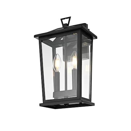Elegant Lighting Berks 2 Light 15" Tall Outdoor Wall Sconce Black