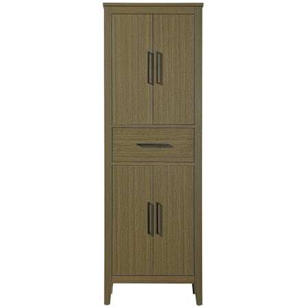 Elegant Lighting Millie 72" x 24" MDF and Wood Free Standing Bathroom Linen Tower with 4 Doors Chestnut Brown