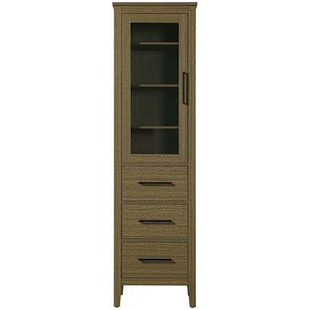 Elegant Lighting Millie 72" x 20" MDF and Wood Free Standing Bathroom Linen Tower with 1 Glass Door Chestnut Brown