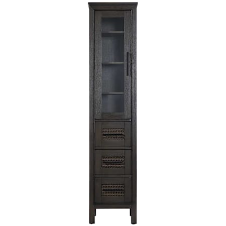Elegant Lighting Alina 72" x 16" MDF and Wood Free Standing Bathroom Linen Tower with 1 Glass Door Chocolate Oak