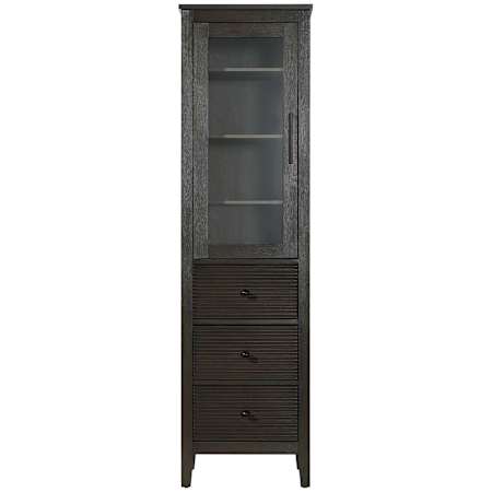 Elegant Lighting Blakely 72" x 20" MDF and Wood Free Standing Bathroom Linen Tower with 1 Glass Door Chocolate Oak