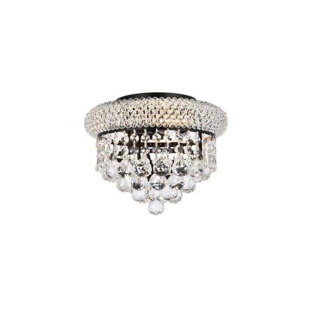 Elegant Lighting Primo 3 Light 10" Wide Flush Mount Waterfall Ceiling Fixture with Clear Royal Cut Crystals Black