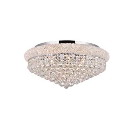 Elegant Lighting Primo 15 Light 28" Wide Flush Mount Waterfall Ceiling Fixture with Clear Royal Cut Crystals Chrome