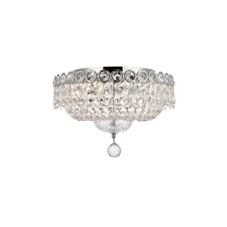 Elegant Lighting Century 4 Light 14" Wide Flush Mount Bowl Ceiling Fixture with Clear Royal Cut Crystals Chrome