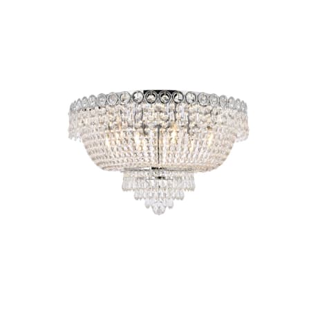 Elegant Lighting Century 9 Light 20" Wide Flush Mount Bowl Ceiling Fixture with Clear Royal Cut Crystals Chrome