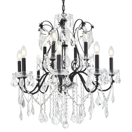Elegant Lighting St. Francis 12 Light 28" Wide Crystal Chandelier with Clear Royal Cut Crystals Dark Bronze