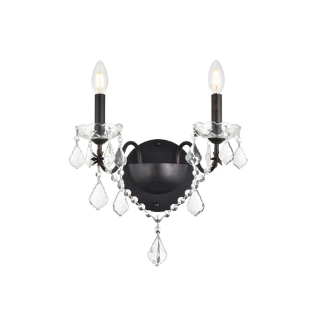 Elegant Lighting St. Francis 2 Light 15" Tall Wall Sconce with Clear Royal Cut Crystals Dark Bronze