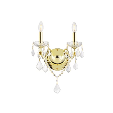 Elegant Lighting St. Francis 2 Light 15" Tall Wall Sconce with Clear Royal Cut Crystals Gold