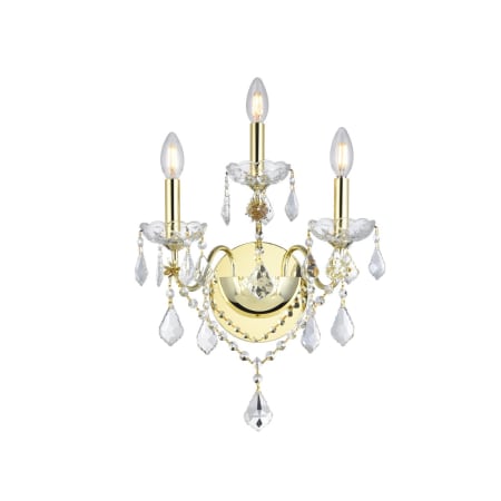 Elegant Lighting St. Francis 3 Light 17" Tall Wall Sconce with Clear Royal Cut Crystals Gold