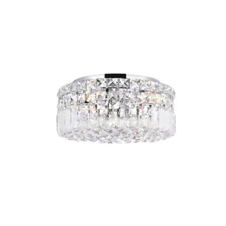 Elegant Lighting Maxime 4 Light 12" Wide Flush Mount Drum Ceiling Fixture with Clear Royal Cut Crystals Chrome