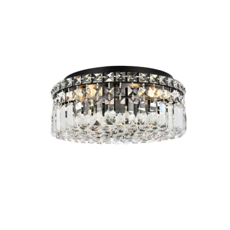 Elegant Lighting Maxime 4 Light 14" Wide Flush Mount Drum Ceiling Fixture with Clear Royal Cut Crystals Black