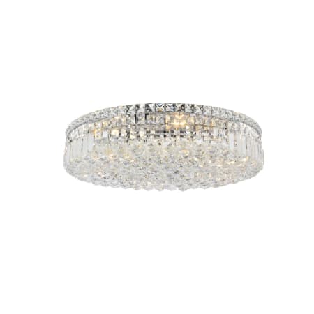 Elegant Lighting Maxime 9 Light 24" Wide Flush Mount Drum Ceiling Fixture with Clear Royal Cut Crystals Chrome