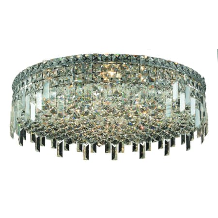 Elegant Lighting Maxime 9 Light 24" Wide Flush Mount Drum Ceiling Fixture with Clear Royal Cut Crystals Chrome