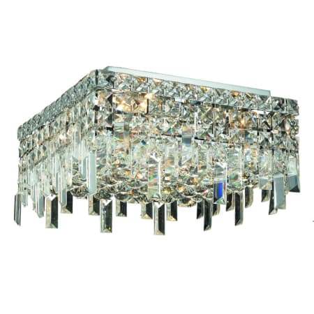 Elegant Lighting Maxime 4 Light 12" Wide Flush Mount Square Ceiling Fixture with Clear Royal Cut Crystals Chrome