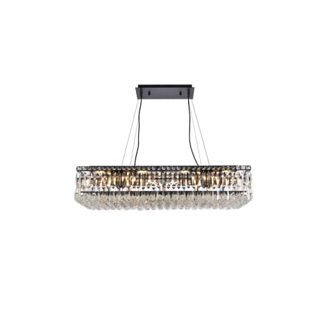Elegant Lighting Maxime 16 Light 36" Wide Crystal Linear Chandelier with Clear Royal Cut Crystals Black