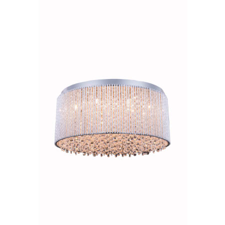 Elegant Lighting Influx 12 Light 20" Wide Flush Mount Drum Ceiling Fixture with Clear Royal Cut Crystals Chrome