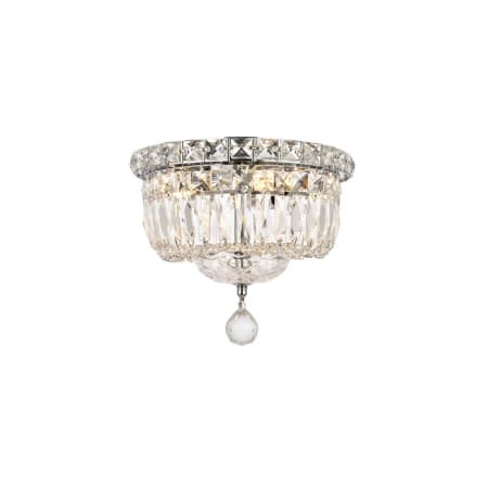 Elegant Lighting Tranquil 4 Light 10" Wide Flush Mount Bowl Ceiling Fixture with Clear Royal Cut Crystals Chrome