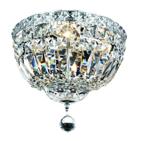 Elegant Lighting Tranquil 4 Light 12" Wide Flush Mount Bowl Ceiling Fixture with Clear Royal Cut Crystals Chrome