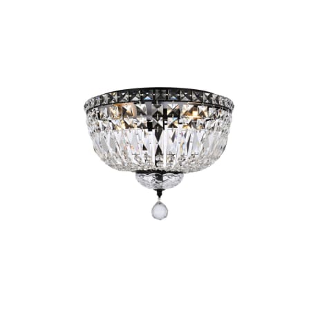 Elegant Lighting Tranquil 4 Light 14" Wide Flush Mount Bowl Ceiling Fixture with Clear Royal Cut Crystals Black