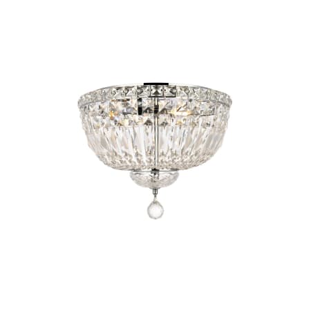 Elegant Lighting Tranquil 4 Light 14" Wide Flush Mount Bowl Ceiling Fixture with Clear Royal Cut Crystals Chrome