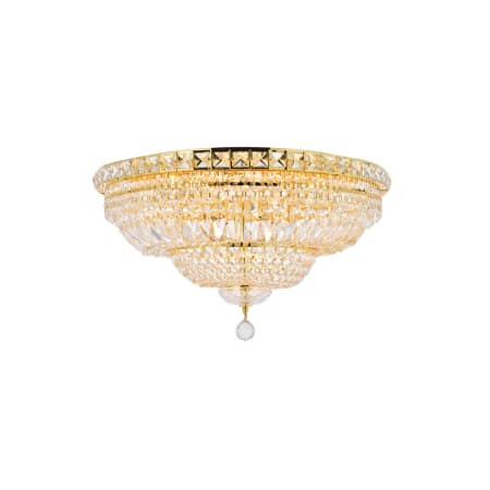 Elegant Lighting Tranquil 12 Light 24" Wide Flush Mount Waterfall Ceiling Fixture with Clear Royal Cut Crystals Gold