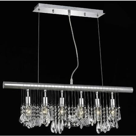 Elegant Lighting Chorus Line 6 Light 30" Wide Crystal Linear Chandelier with Clear Royal Cut Crystals Chrome