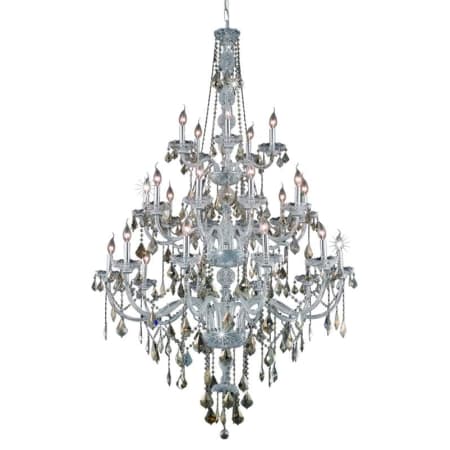 Elegant Lighting Verona 25 Light 43" Wide Crystal Chandelier with Golden Teak Royal Cut Crystals Chrome