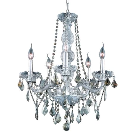 Elegant Lighting Verona 5 Light 21" Wide Crystal Chandelier with Golden Teak Royal Cut Crystals Chrome