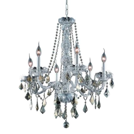 Elegant Lighting Verona 6 Light 24" Wide Crystal Chandelier with Golden Teak Royal Cut Crystals Chrome