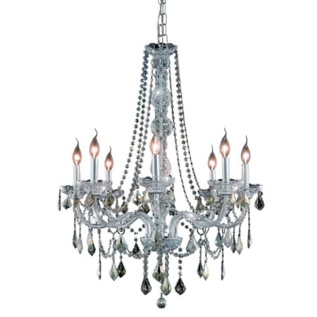 Elegant Lighting Verona 8 Light 28" Wide Crystal Chandelier with Golden Teak Royal Cut Crystals Chrome