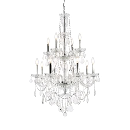 Elegant Lighting Giselle 12 Light 28" Wide Crystal Chandelier with Clear Royal Cut Crystals Chrome