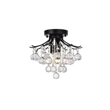Elegant Lighting Toureg 3 Light 12" Wide Semi-Flush Ceiling Fixture with Clear Royal Cut Crystals Black