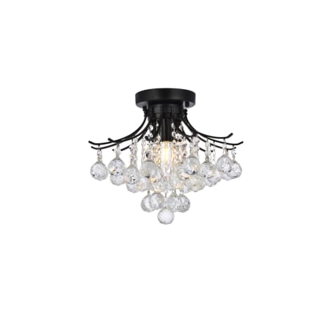 Elegant Lighting Toureg 3 Light 16" Wide Semi-Flush Ceiling Fixture with Clear Royal Cut Crystals Black