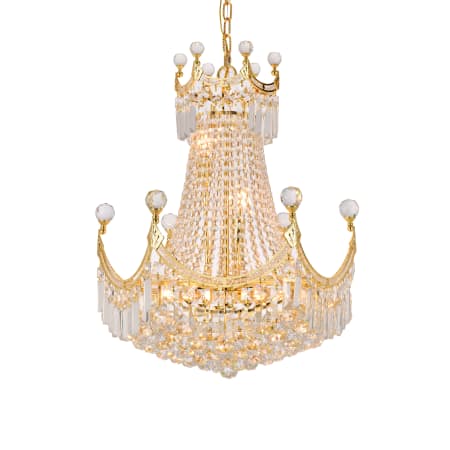 Elegant Lighting Corona 9 Light 20" Wide Crystal Empire Chandelier with Clear Royal Cut Crystals Gold