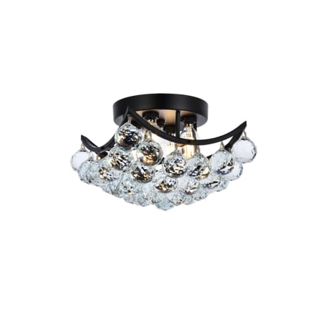 Elegant Lighting Corona 4 Light 10" Wide Semi-Flush Bowl Ceiling Fixture with Clear Royal Cut Crystals Black
