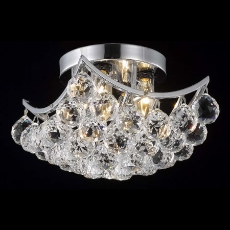 Elegant Lighting Corona 4 Light 10" Wide Semi-Flush Bowl Ceiling Fixture with Clear Royal Cut Crystals Chrome