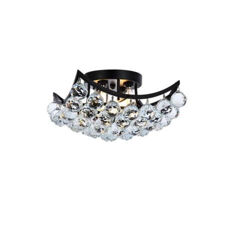 Elegant Lighting Corona 4 Light 12" Wide Semi-Flush Bowl Ceiling Fixture with Clear Royal Cut Crystals Black