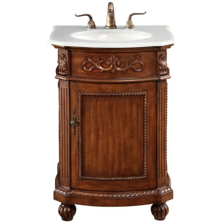 Elegant Lighting Danville 24" Free Standing Single Basin Vanity Set with Single Door Cabinet and Quartz Vanity Top Teak