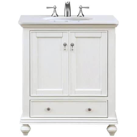 Elegant Lighting Otto 30" Free Standing Single Basin Vanity Set with Cabinet and Engineered Marble Vanity Top Antique White