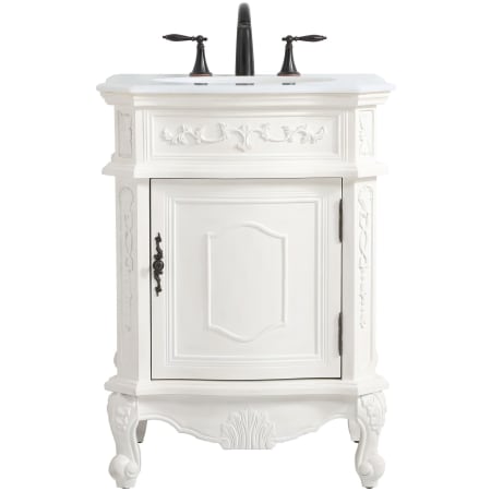 Elegant Lighting Berkshire 24" Free Standing Single Basin Vanity Set with Cabinet and Quartz Vanity Top Antique White