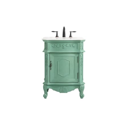 Elegant Lighting Berkshire 24" Free Standing Single Basin Vanity Set with Cabinet and Marble Vanity Top Vintage Mint